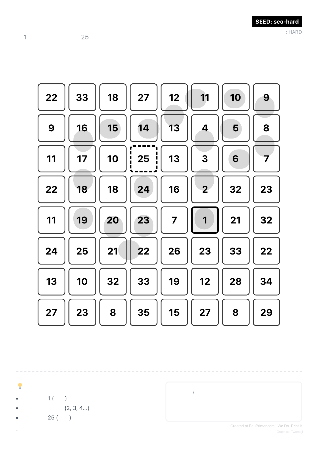 進階邏輯挑戰：8x8 數字路徑大迷宮 (8歲+) - Page 1