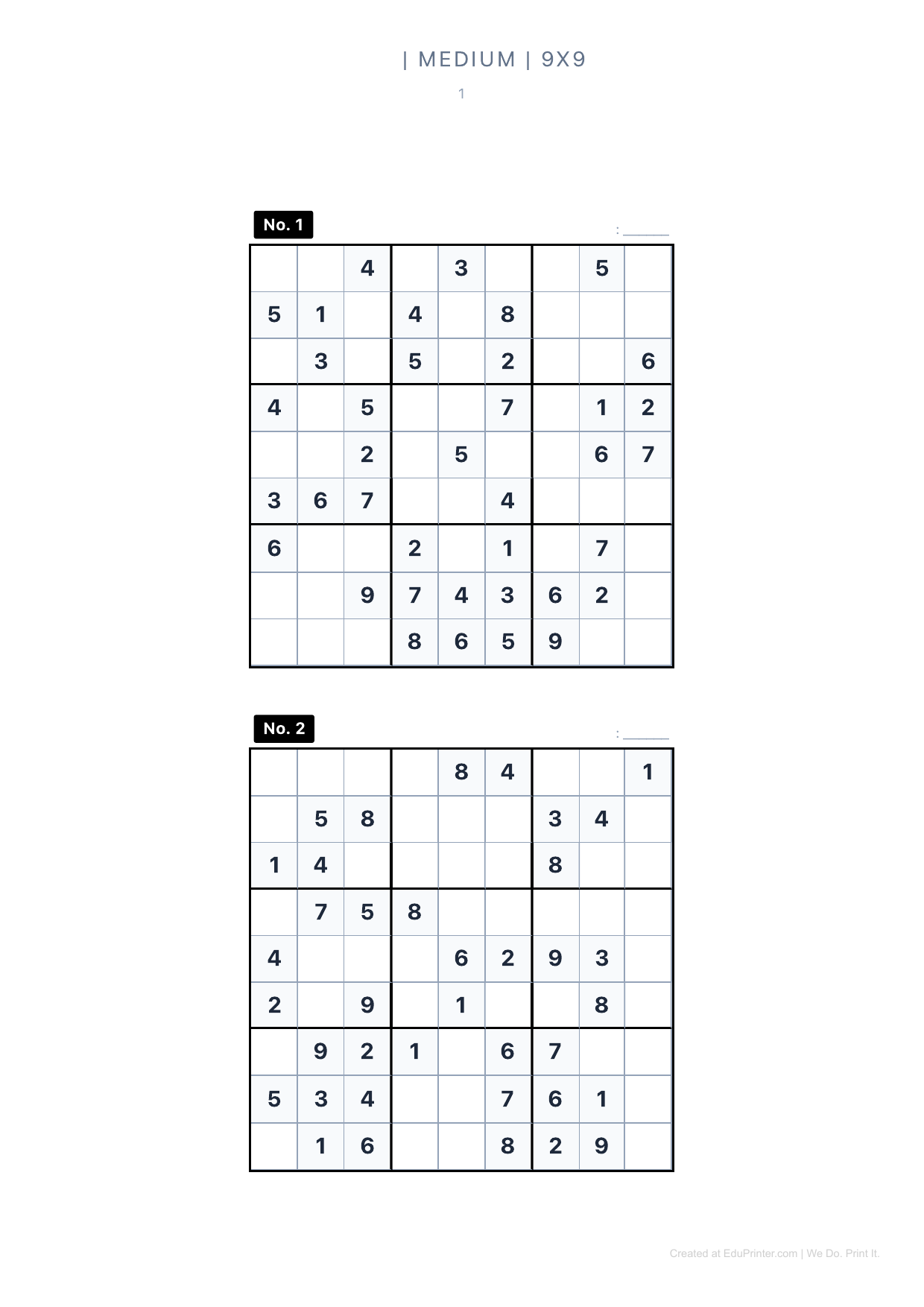 標準數獨：9x9 經典邏輯挑戰 (中等難度) - Page 1